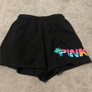 PINK Victoria's Secret Black Shorts with Colorful Logo